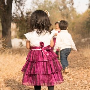🍁 Sale 2x$20 girls dress, 4T, fancy, cream and burgundy